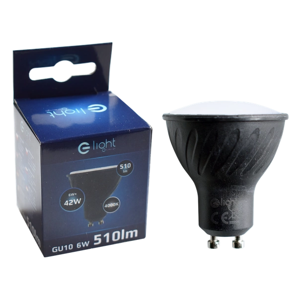 CZARNA ŻARÓWKA GU10 LED, EKZA268, 6W, BARWA: NEUTRALNA