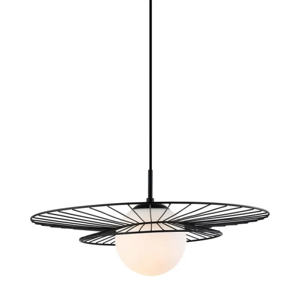 Lampa wisząca ALISON dł. 50cm E27 | czarny/biały