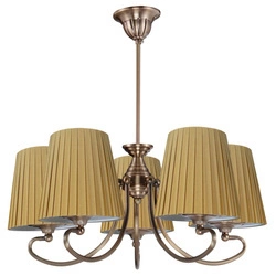 Lampa sufitowa MOZART 35-34083 patynowa miedź/ abażur miodowy 5x60W E27