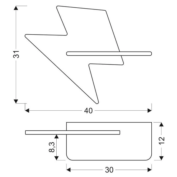 Kinkiet dziecięcy z półką LIGHTNING 21-75604 żółta błyskawica 5W LED barwa neutralna 4000K