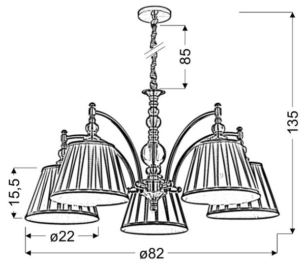 Lampa wisząca AUSTIN 35-13859 patynowa 5x40W E14