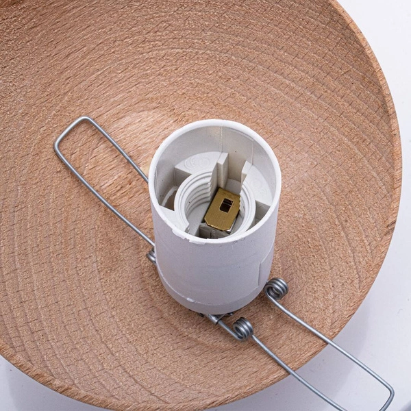 Lampa sufitowa nowoczesna szklana kula plafon SFERA WOOD III drewno/biały śr. 35cm