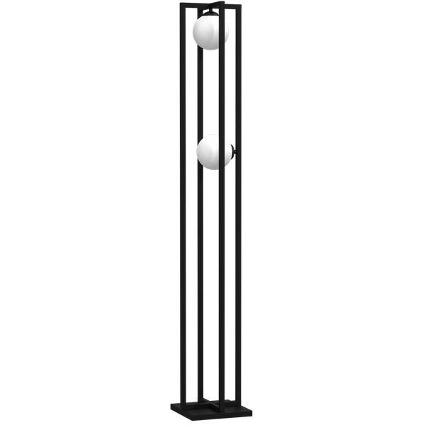 Lampa podłogowa DIEGO, MLP8572, czarna z białymi kloszami, 2x40W E14