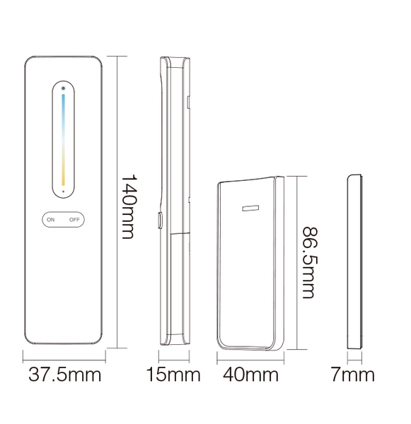 Smukły pilot dotykowy LED na magnes MONO+CCT 1-strefa | czarny