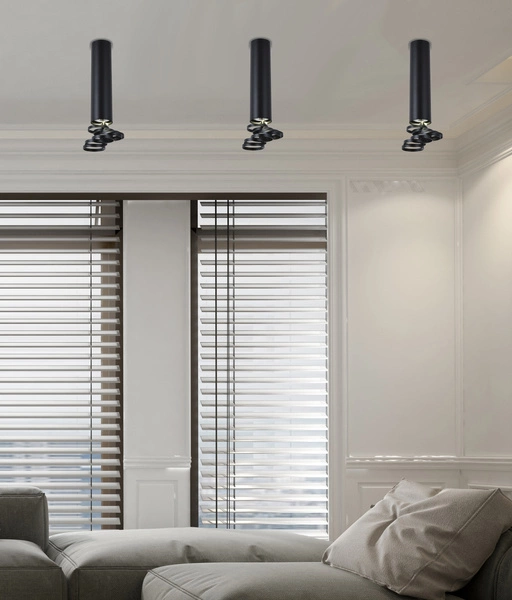 Lampa sufitowa TUBA 2282763 z regulowanymi pierścieniami, czarna, 1x50W GU10