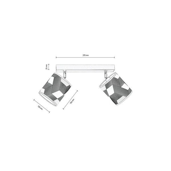 Lampa Sufitowa Espacio 2xE27 Max.25W Czarny Metal/Wielokolorowa Tapeta 56748204
