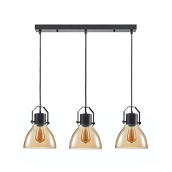 Lampa wisząca Darlena dł. 88cm 3xE27 | czarny/bursztynowy