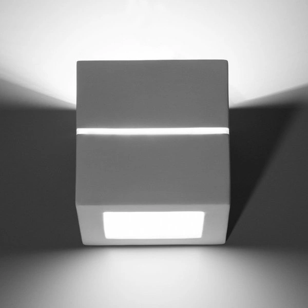 Kinkiet ceramiczny Sollux LEO LINE, Ceramika, Szkło, Biały, E27 60W, SL.0230