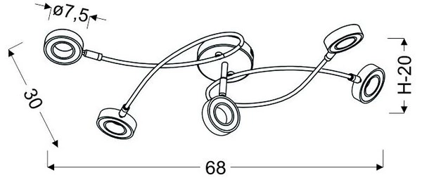 Lampa sufitowa VINOLA 5x5W LED chrom barwa ciepła 3000K 98-66039