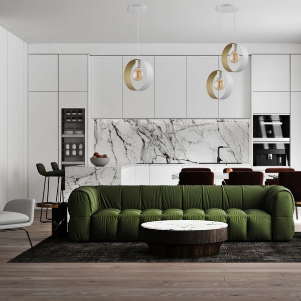 Stylowa lampa wisząca biura i domu HAPPY E27 60W szer. 25cm | biały złoty