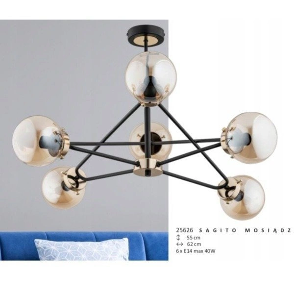 Lampa sufitowa ALFA SAGITO MOSIĄDZ 6xE14 60cm | 25626