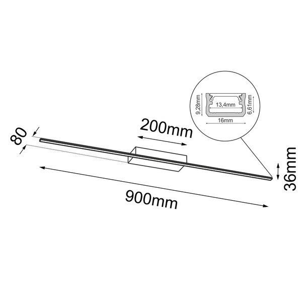 Kinkiet Slim W - Czarny (900 mm) 3000K 4000 Antigo