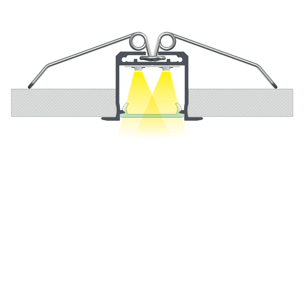 PROFIL ALUMINIOWY SREBRNY TYP K 2m + KLOSZ MLECZNY, SPRĘŻYNA MONTAŻOWA