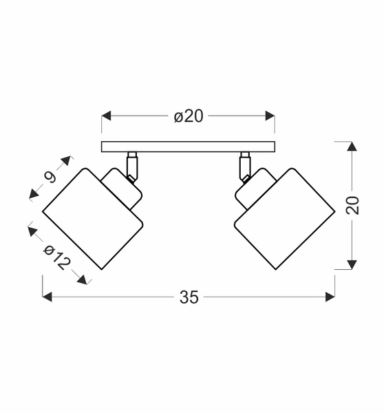 Lampa sufitowa WAMA, czarny/srebrny, 2x40W E27