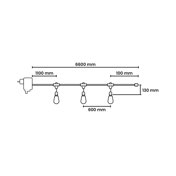 Girlanda zewnętrzna Summer Time 6,6m S14 Filament 2200K 36V 10xE27 IP44