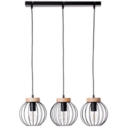 Lampa wisząca Brilliant Sorana 3x40W E27 Czarny Metal/Drewno