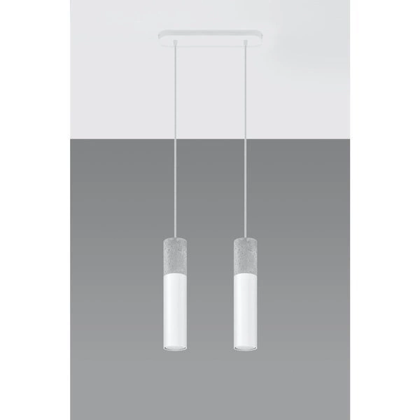 Lampa wisząca BORGIO 2 biała stal, beton, SL.0648