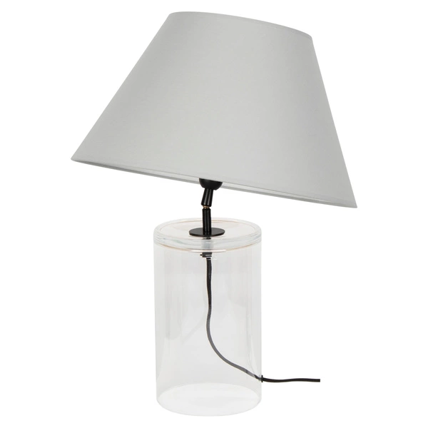 Lampa stołowa Dove 1xE27 maks. 40W przezroczyste szkło/czarny kabel z tkaniny/szary klosz z tkaniny 779149110