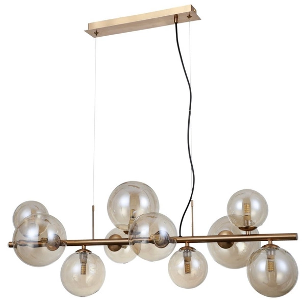 Lampa wisząca Canello dł. 86cm 10xG9 | mosiądz/miodowy