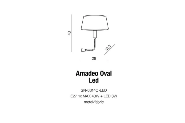 Azzardo AMADEO LAMPBODY E27+3W 2418
