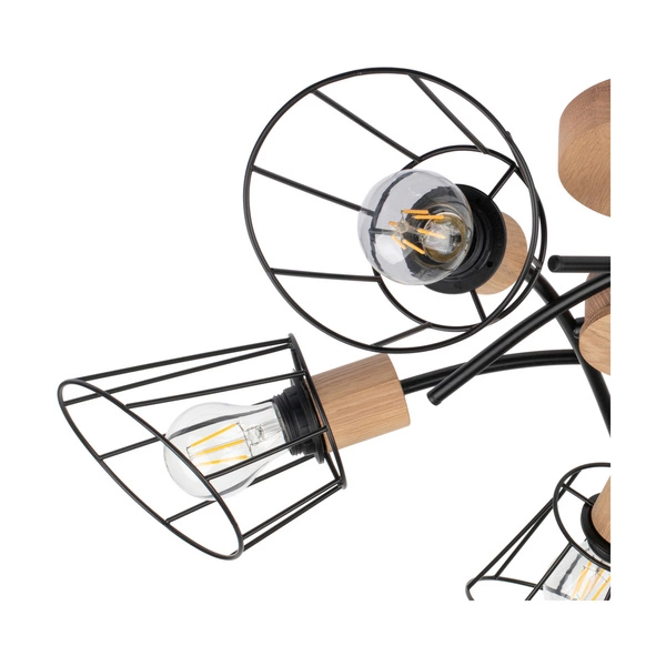 Lampa Sufitowa Linra 5xE27 Max.40W Dąb Olejowany/Czarny Metal 183990