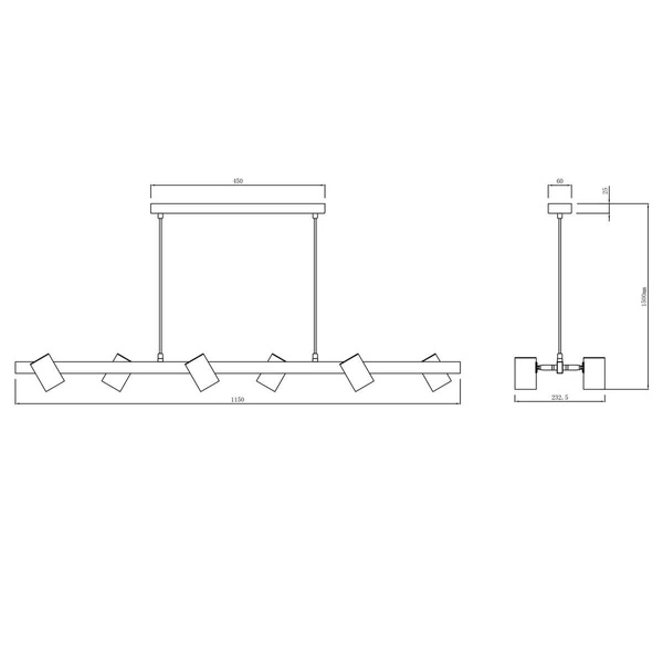 Snow 6 linia wisząca czarna