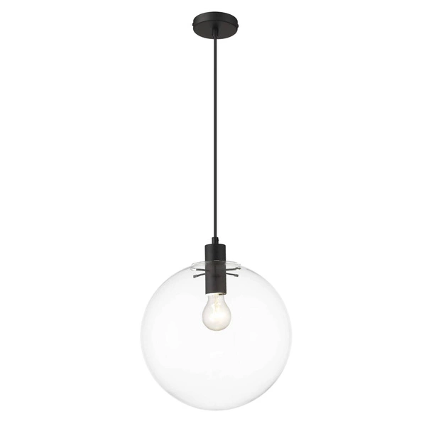 Lampa wisząca PUERTO, śr. 30cm, czarna z transparentnym kloszem, 1x50W E27
