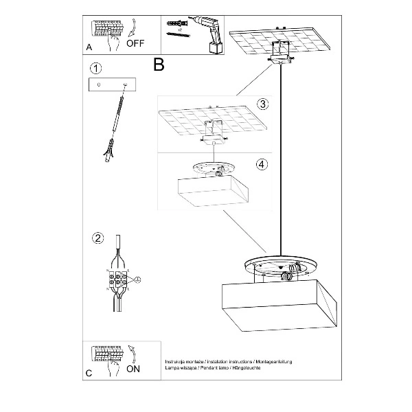 Lampa wisząca Sollux HORUS 45 Lampa PVC, Stal, biały 3 x 15W LED, SL.0135