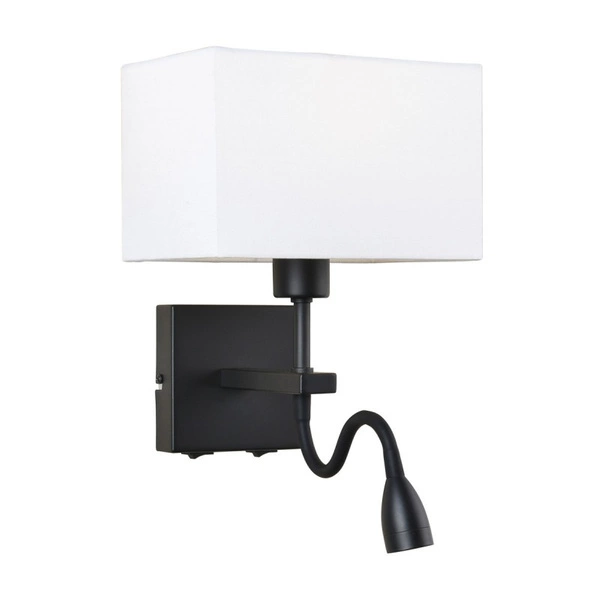 Kinkiet NORTE szer. 19cm E27 + lampka LED 3W ciepła biel | biały/czarny