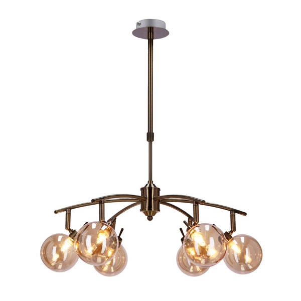 Lampa wisząca LENTINI, 36-16386, patynowa z bursztynowymi kloszami, 6x40W G9