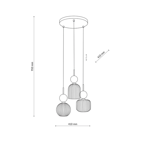 SOPHIA GREEN COGNAC LAMPA WISZĄCA 3XE14