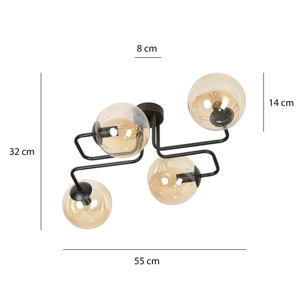 Lampa sufitowa Emibig BRENDI 4 BL MIODOWY 833/4