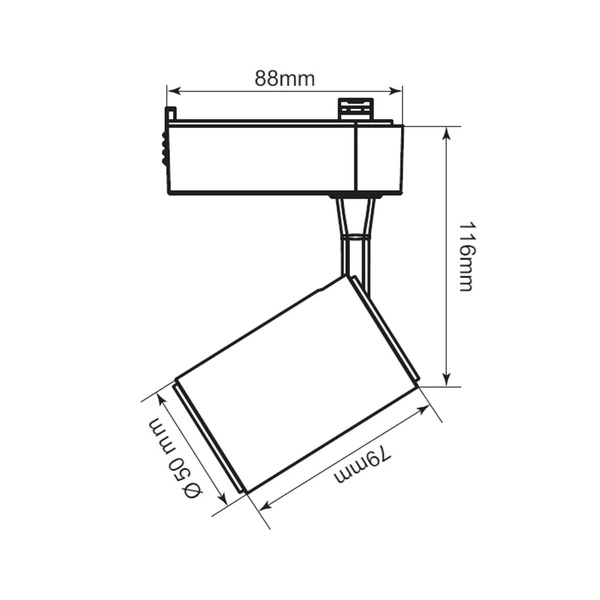 Reflektor do szynoprzewodu jednofazowego LEON, czarny, 7W LED, barwa ciepła 3000K