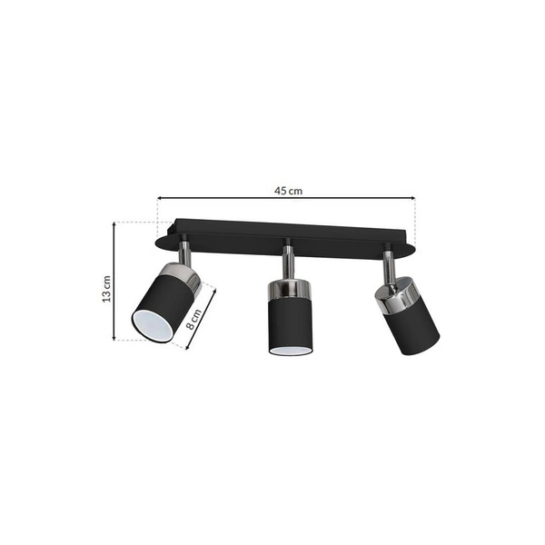 Lampa sufitowa nowoczesna reflektorek spot JOKER III czarny szer. 45cm