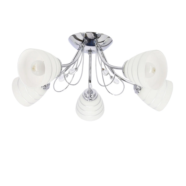 SIMPLI LAMPA WISZĄCA 5*40W E27  CHROM  Z KRYSZTAŁKIEM+KLOSZ Z PASKIEM