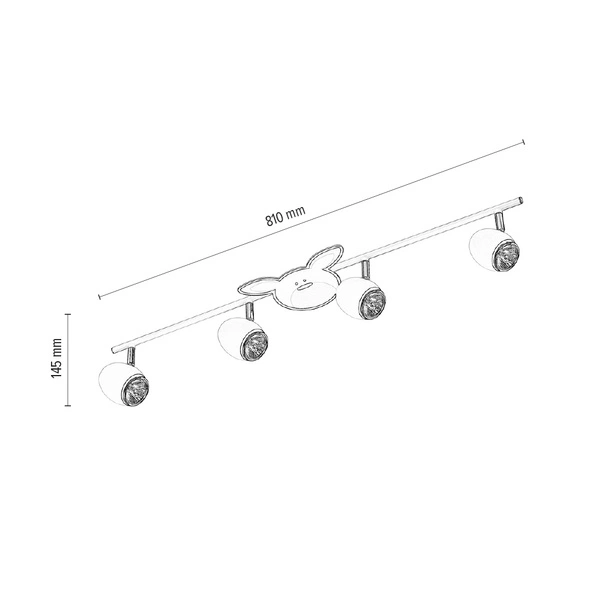Lampa sufitowa Rubby 4xGU10 Max.50W Biały metal/Chromowany metal/Wielokolorowy materiał syntetyczny ze wzorem królika 2107402