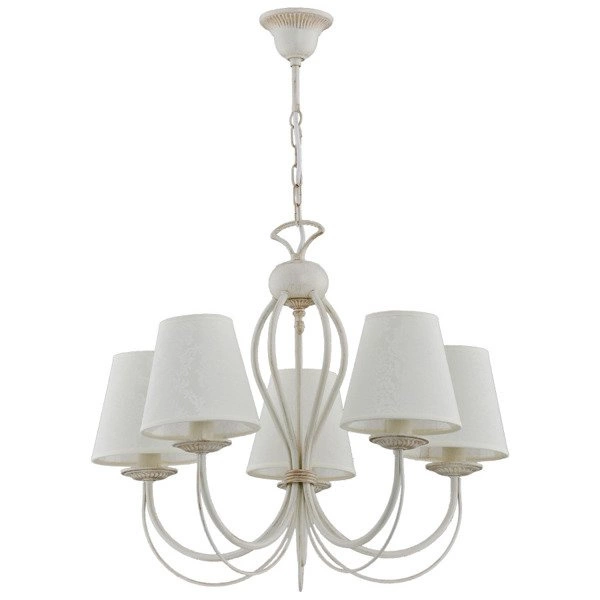 Żyrandol klasyczny z abażurami IRMA śr. 56cm biały antyczny/ecru