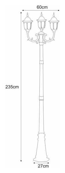 Lampa ogrodowa stojąca K-7007A2/3N CZARNY/ZŁOTY z serii VASCO