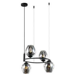 Lampa wisząca Roxane śr. 54cm 4xE27 | czarny/dymiony grafitowy