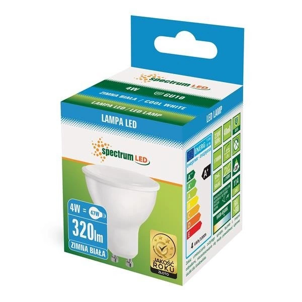 LED GU10 230V 4W SMD CW Z MLECZNĄ SZYBKĄ SPECTRUM +