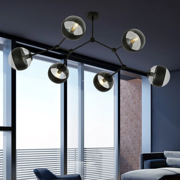 Lampa sufitowa Emibig SPACE 6 Czarny/STRIPE 1135/6