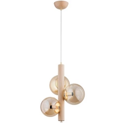 Lampa wisząca ALFA KANET DREWNIANA BURSZTYN 3x E14 35cm | 62290