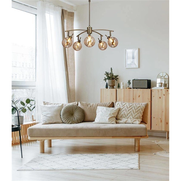 Lampa wisząca LENTINI, 35-16331, patynowa z bursztynowymi kloszami, 5x40W G9