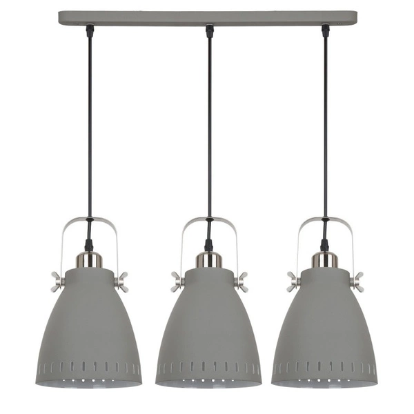 Lampa wisząca FRANKLIN dł. 59cm 3xE27 | szary/nikiel