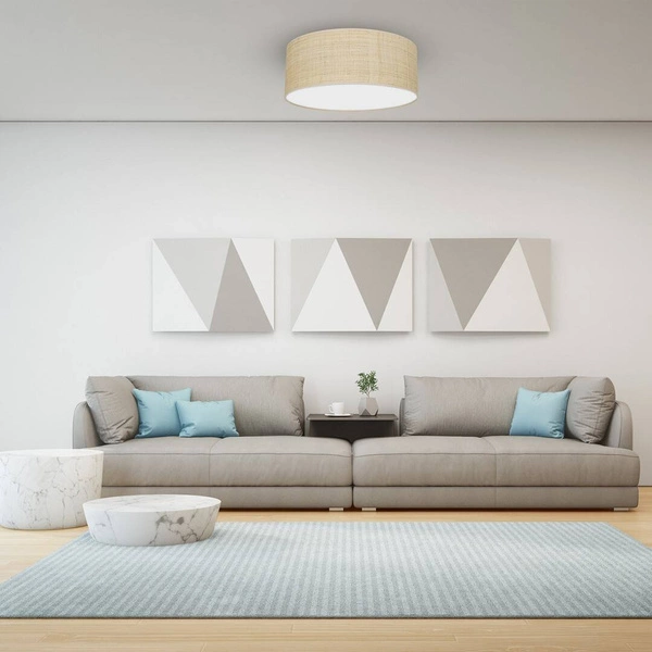 Lampa sufitowa MARSHALL, MLP7487, 40 cm, biały/rattan, 2x60W E27