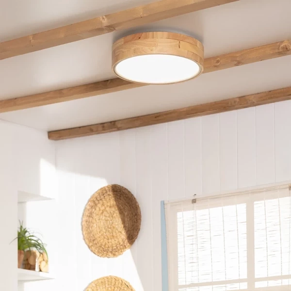 Plafon LED 16W Okrągły 40cm Naturalne Drewno 3 Barwy Świecenia CCT Abruzzo Vero