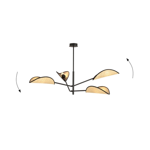 Lampa sufitowa Emibig VENE 4 Czarny/RATTAN 1160/4