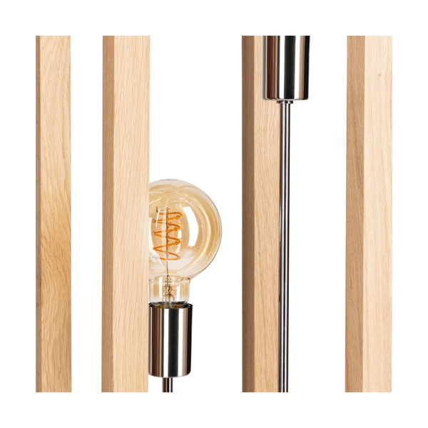 Lampa podłogowa Kago 2xE27 Max.60W Dąb olejowany/Chromowany metal/Czarny kabel z tkaniny 51518274