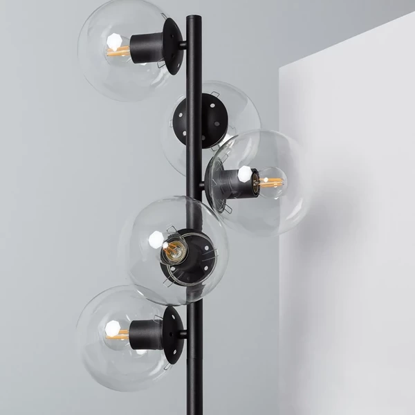 Lampa Podłogowa Czarna Kule Abruzzo Valle 5xE27