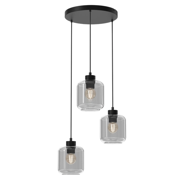 Lampa wisząca SOMBRA SMOKED, MLP8375, czarny/dymiony, 3x60W E27